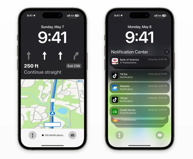 连山苹果维修服务分享iOS17锁屏地图导航半屏显示长什么样 